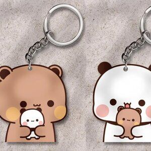 Bubu Dudu & Baby Couple Keychain - Cute Cartoon Bear Lovers Gift